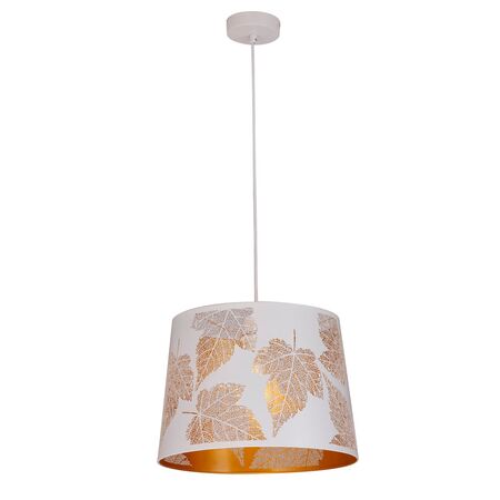 PENDANT ES 60W Wh w/Gold Interior Iron SLANTED w/Maple Leaf Pattern OD350 x H250 mm