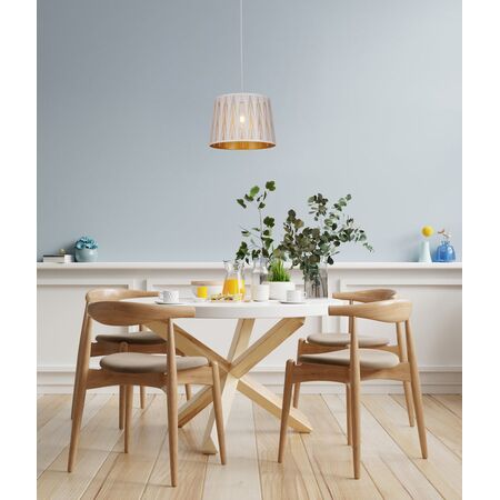 PENDANT ES 60W Blk w/Gold Interior Iron SLANTED w/Vector Pattern OD350 x H250 mm