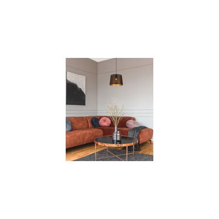 PENDANT ES 60W Blk w/Gold Interior Iron SLANTED w/Geometry Pattern OD350 x H250 mm