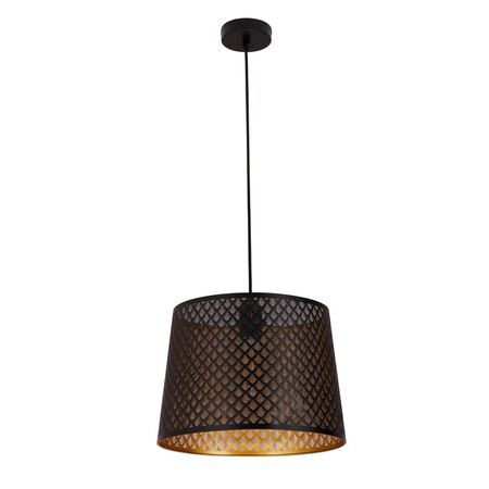 PENDANT ES 60W Wh w/Gold Interior Iron SLANTED w/Geometry Pattern OD350 x H250 mm