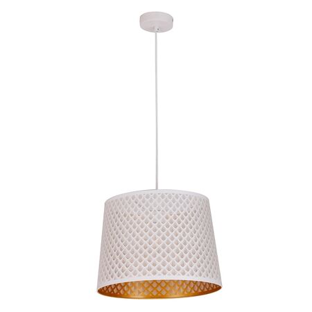 PENDANT ES 60W Blk w/Gold Interior Iron SLANTED w/Geometry Pattern OD350 x H250 mm