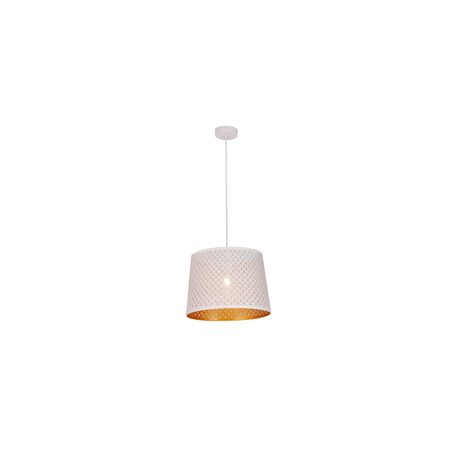 PENDANT ES 60W Wh w/Gold Interior Iron SLANTED w/Geometry Pattern OD350 x H250 mm