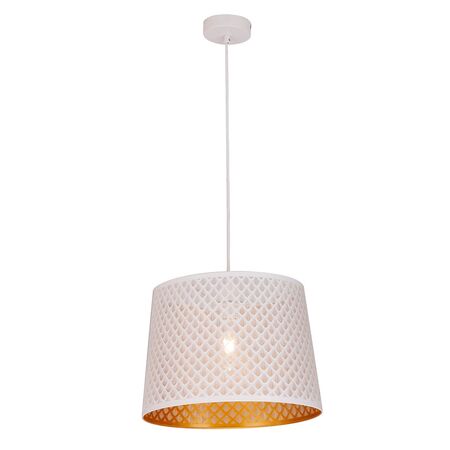 PENDANT ES 60W Wh w/Gold Interior Iron SLANTED w/Geometry Pattern OD350 x H250 mm