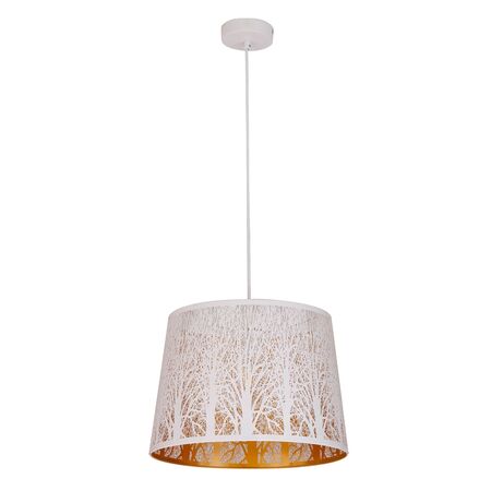 PENDANT ES 60W Blk w/Gold Interior Iron SLANTED w/Tree Pattern OD350 x H250 mm