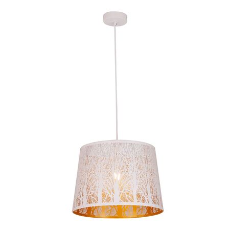 PENDANT ES 60W Blk w/Gold Interior Iron SLANTED w/Tree Pattern OD350 x H250 mm