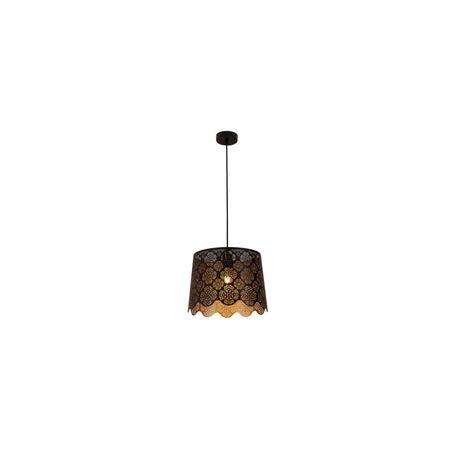 PENDANT ES 60W Wh w/Gold Interior Iron SLANTED w/Flower Pattern OD350 x H250 mm