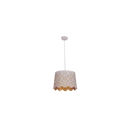 PENDANT ES 60W Blk w/Gold Interior Iron SLANTED w/Flower Pattern OD350 x H250 mm