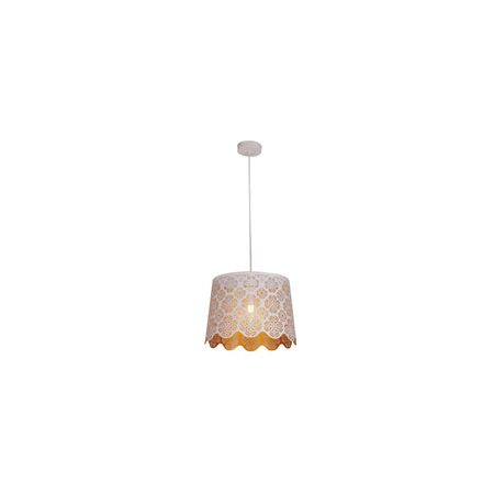 PENDANT ES 60W Wh w/Gold Interior Iron SLANTED w/Flower Pattern OD350 x H250 mm