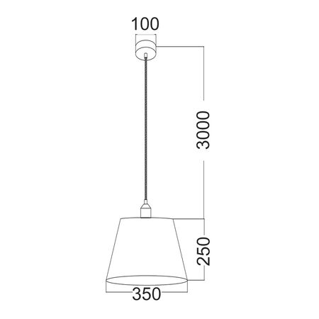 PENDANT ES 60W Wh w/Gold Interior Iron SLANTED w/Vector Pattern OD350 x H250 mm