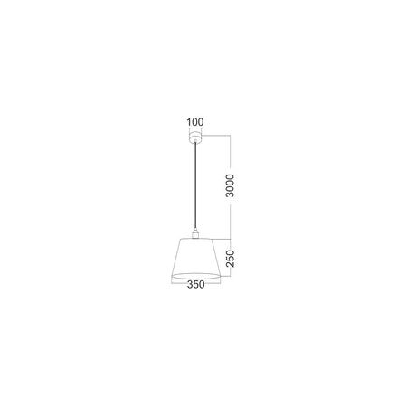 PENDANT ES 60W Wh w/Gold Interior Iron SLANTED w/Vector Pattern OD350 x H250 mm