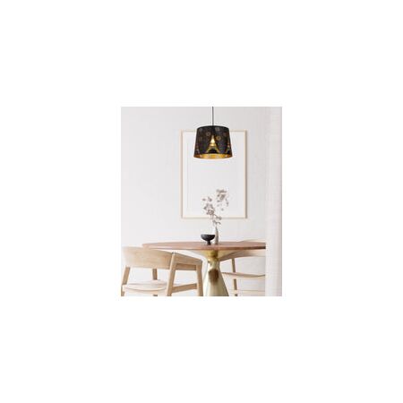 PENDANT ES 60W Wh w/Gold Interior Iron SLANTED w/Eiffel Tower Pattern OD350 x H250 mm