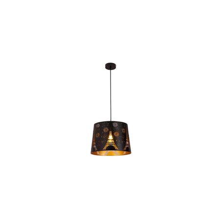 PENDANT ES 60W Blk w/Gold Interior Iron SLANTED w/Eiffel Tower Pattern OD350 x H250 mm