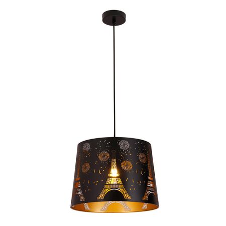 PENDANT ES 60W Wh w/Gold Interior Iron SLANTED w/Eiffel Tower Pattern OD350 x H250 mm