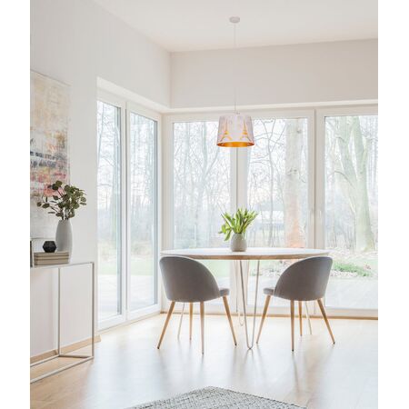 PENDANT ES 60W Blk w/Gold Interior Iron SLANTED w/Eiffel Tower Pattern OD350 x H250 mm