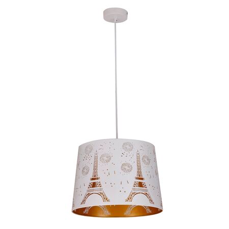 PENDANT ES 60W Blk w/Gold Interior Iron SLANTED w/Eiffel Tower Pattern OD350 x H250 mm