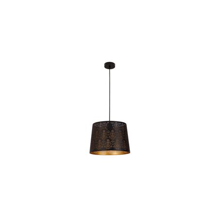 PENDANT ES 60W Blk w/Gold Interior Iron SLANTED w/Fleur Pattern OD350 x H250 mm