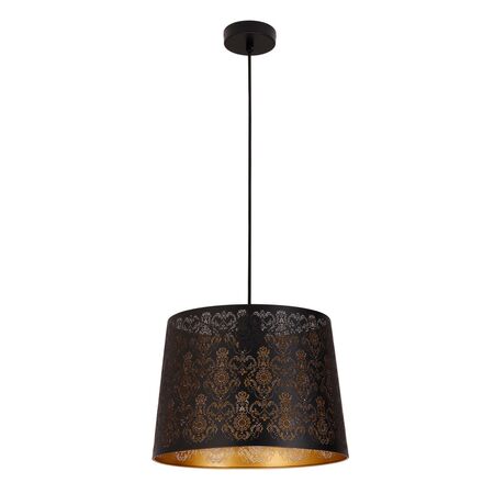 PENDANT ES 60W Wh w/Gold Interior Iron SLANTED w/Fleur Pattern OD350 x H250 mm