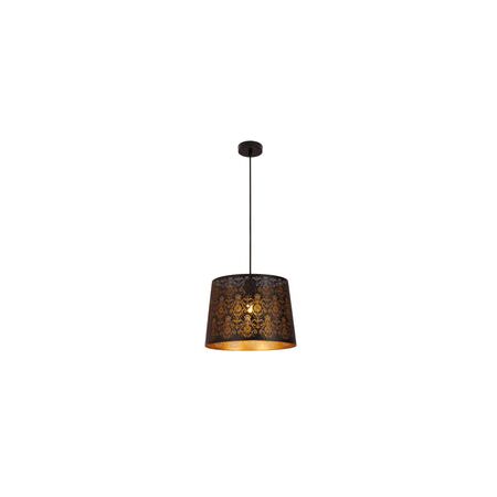 PENDANT ES 60W Blk w/Gold Interior Iron SLANTED w/Fleur Pattern OD350 x H250 mm