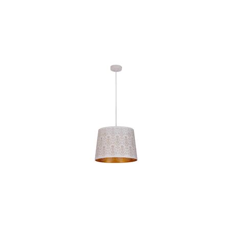 PENDANT ES 60W Wh w/Gold Interior Iron SLANTED w/Fleur Pattern OD350 x H250 mm