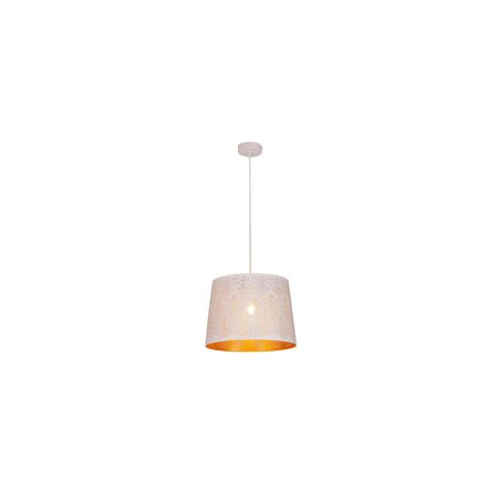 PENDANT ES 60W Wh w/Gold Interior Iron SLANTED w/Fleur Pattern OD350 x H250 mm