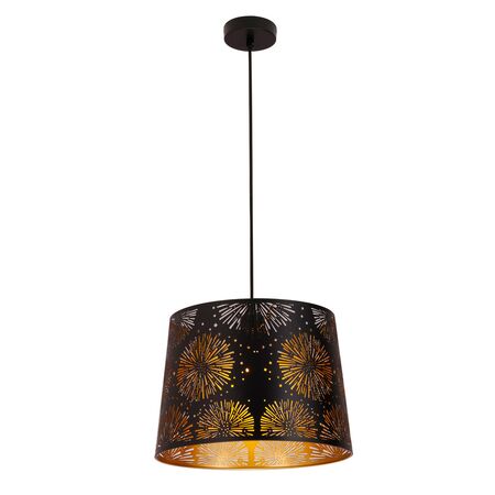 PENDANT ES 60W Blk w/Gold Interior Iron SLANTED w/Starburst Pattern OD350 x H250 mm