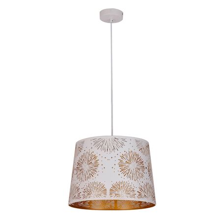 PENDANT ES 60W Blk w/Gold Interior Iron SLANTED w/Starburst Pattern OD350 x H250 mm