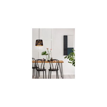 PENDANT ES 60W Blk w/Gold Interior Iron SLANTED w/Maple Leaf Pattern OD350 x H250 mm