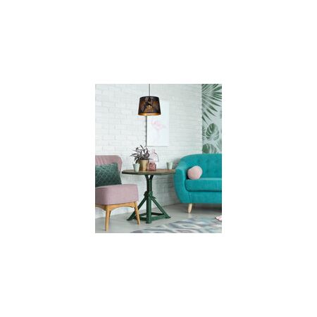 PENDANT ES 60W Blk w/Gold Interior Iron SLANTED w/Maple Leaf Pattern OD350 x H250 mm