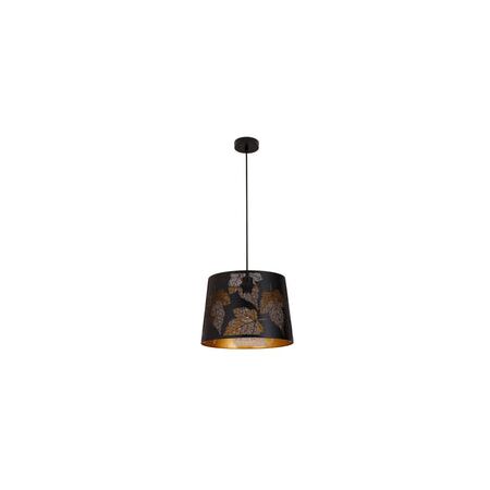 PENDANT ES 60W Blk w/Gold Interior Iron SLANTED w/Maple Leaf Pattern OD350 x H250 mm