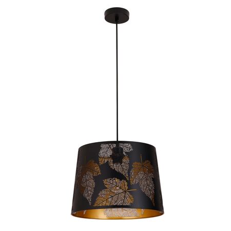 PENDANT ES 60W Wh w/Gold Interior Iron SLANTED w/Maple Leaf Pattern OD350 x H250 mm