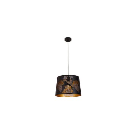 PENDANT ES 60W Blk w/Gold Interior Iron SLANTED w/Maple Leaf Pattern OD350 x H250 mm