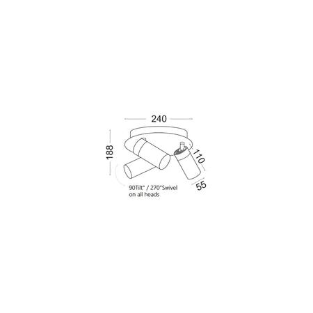 SPOT GU10 X 3 Outdoor Ceiling Adjustable White IP54 RND Base OD240mm x H188mm