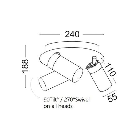 SPOT GU10 X 3 Outdoor Ceiling Adjustable White IP54 RND Base OD240mm x H188mm