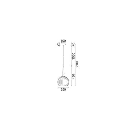 PENDANT ES 72W Large Frosted Wine Glass Ribbed w/Blk Highlight OD250 x H430mm