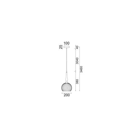 PENDANT ES 72W Large Frosted Wine Glass Ribbed w/Brass Highlight OD250 x H430mm