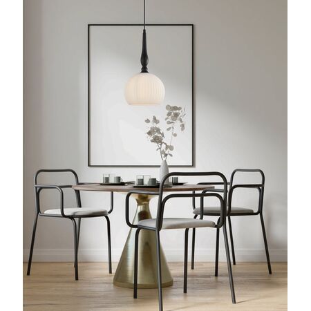 PENDANT ES 72W Large Frosted Wine Glass Ribbed w/Blk Highlight OD250 x H430mm