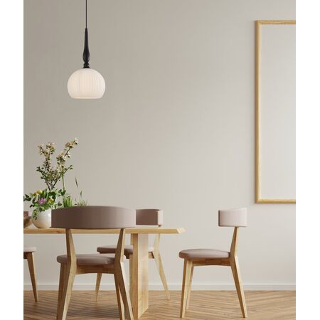 PENDANT ES 72W Large Frosted Wine Glass Ribbed w/Brass Highlight OD250 x H430mm