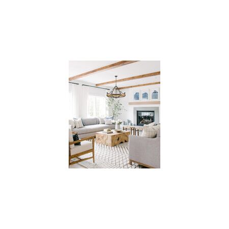 PENDANT SESx8 Medium OD862mm Candelabra Medium Oak Wood & Satin Brass Hardware