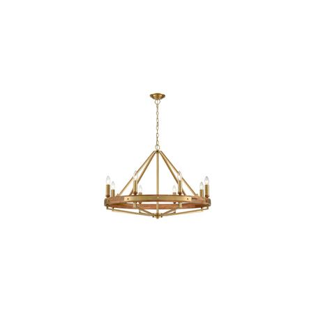 PENDANT SESx8 Medium OD862mm Candelabra Natural Wood & Oil Rubbed Bronze Hardware