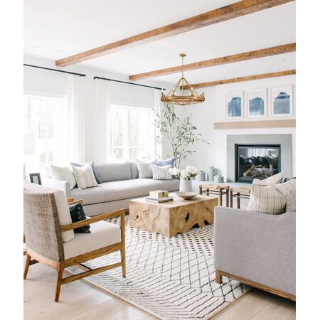 PENDANT SESx8 Medium OD862mm Candelabra Medium Oak Wood & Satin Brass Hardware