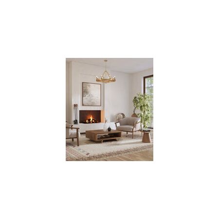 PENDANT SESx8 Medium OD862mm Candelabra Medium Oak Wood & Satin Brass Hardware