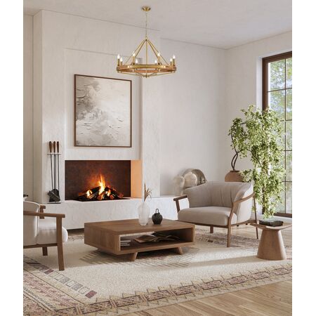 PENDANT SESx8 Medium OD862mm Candelabra Natural Wood & Oil Rubbed Bronze Hardware