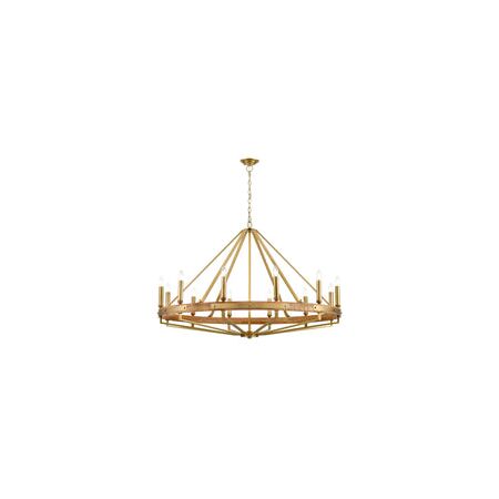 PENDANT SESx12 Large OD1212mm Candelabra Natural Wood & Oil Rubbed Bronze Hardware