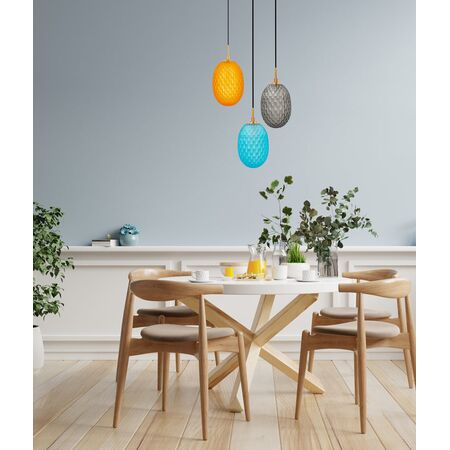 PENDANT SES 10W Frosted Ellipse Glass Segmented w/Brass Highlight Enclosed OD150mm