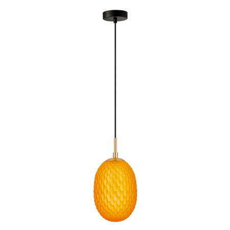 PENDANT SES 10W Orange Ellipse Glass Segmented w/Brass Highlight Enclosed OD150mm