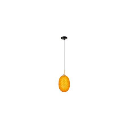 PENDANT SES 10W Clear Ellipse Glass Segmented w/Brass Highlight Enclosed OD150mm