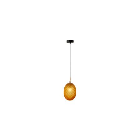 PENDANT SES 10W Frosted Ellipse Glass Segmented w/Brass Highlight Enclosed OD150mm