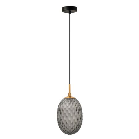 PENDANT SES 10W Clear Ellipse Glass Segmented w/Brass Highlight Enclosed OD150mm