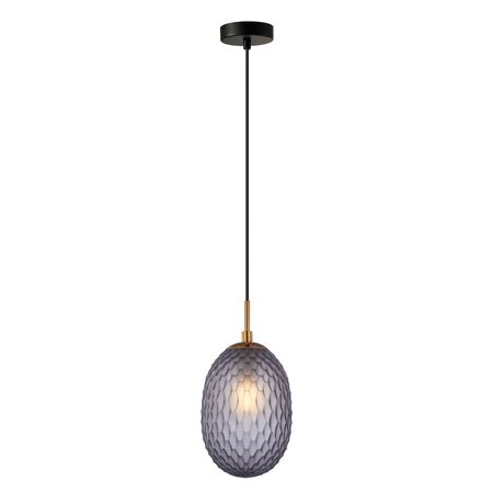 PENDANT SES 10W Clear Ellipse Glass Segmented w/Brass Highlight Enclosed OD150mm