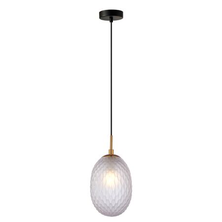 PENDANT SES 10W Smokey Black Ellipse Glass Segmented w/Brass Highlight Enclosed OD150mm